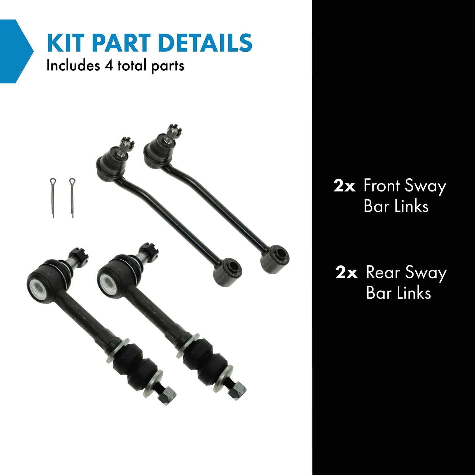 Trq Front & Rear Sway Bar Stabilizer Link Set Compatible With 1995-1999 Dodge Ram 2500 Ram 3500