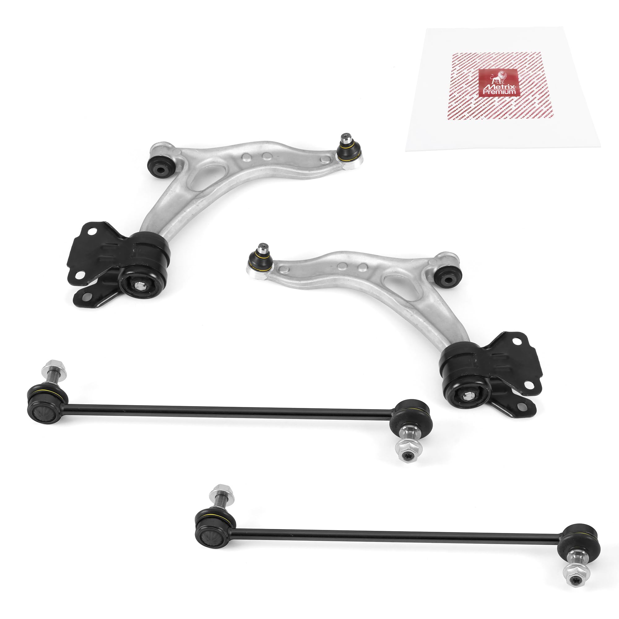 Metrix Premium Chassis Parts - 4 Pc Front Lower Control Arm & Front Sway Bar Stabilizer End Link Kit Fits 13-17 Ford C-Max, 12-1
