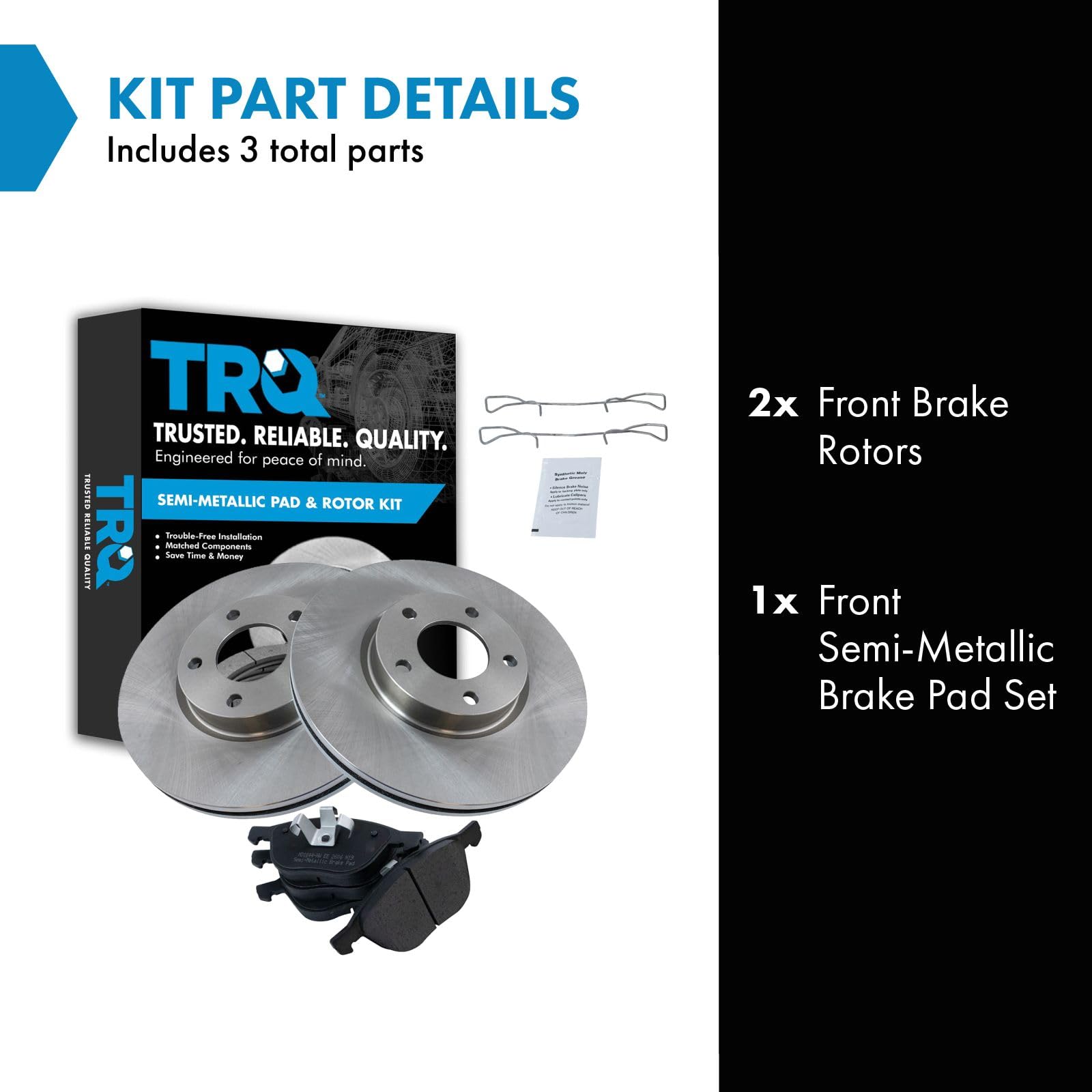 Trq Front Brake Pad & Rotor Kit Semi-Metallic Compatible With 2004-2013 Mazda 3 2006-2015 5