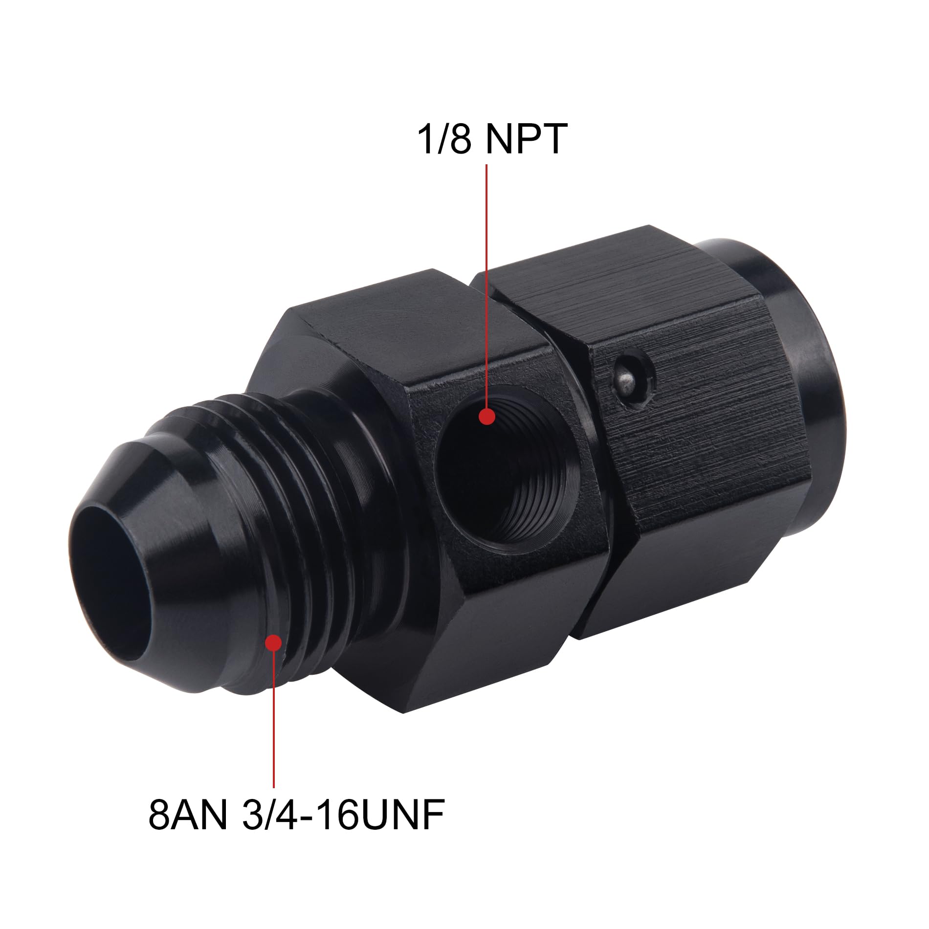 Evil Energy 8An Male Flare To -8 Female Swivel With 1/8 Npt Gauge Port Fuel Pressure Take Off Fitting Adapter Aluminum