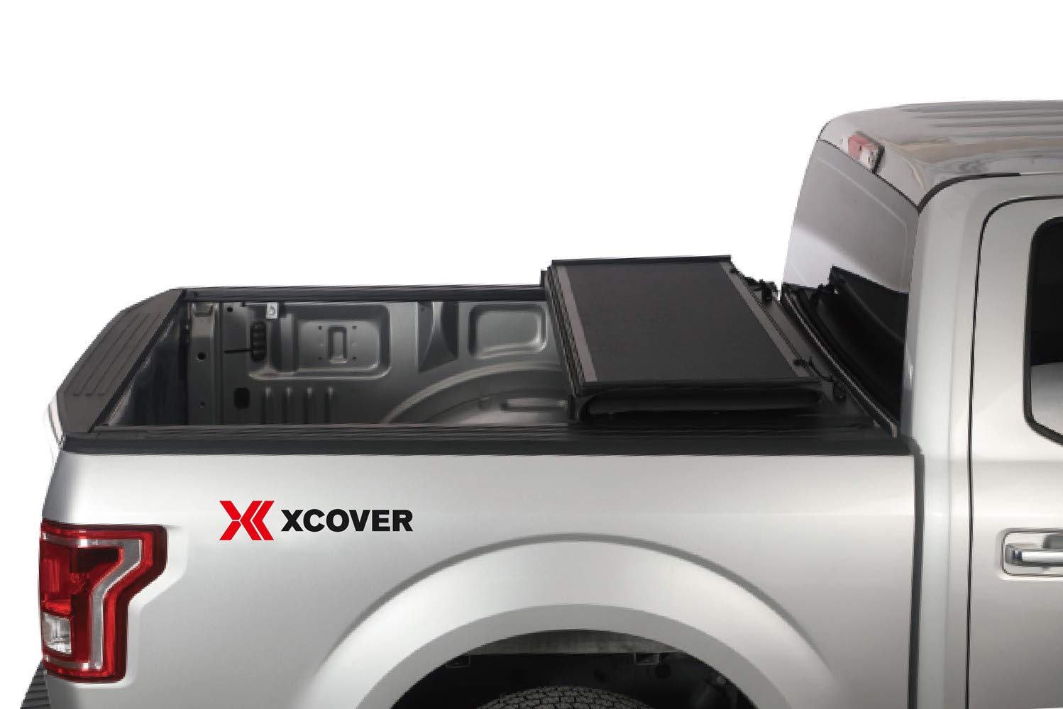 X XCOVER Low Profile Hard Folding Tonneau Cover for 2015-2025 F150, 5.6 Ft Bed, Vinyl, Black
