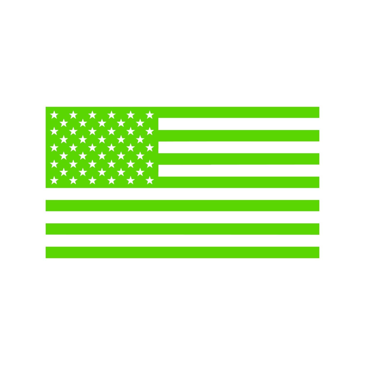American Us Flag [Pick Color/Size] Vinyl Decal Sticker For Laptop/Car/Truck/Window/Bumper (5In X 2.8In, Matte Lime Green)