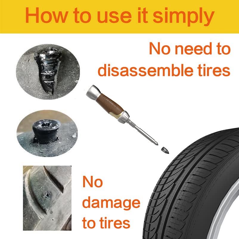 Norshire Tire Repair Nail,Self-Tapping Screw,Tire Repair Kits,Tire Screw Plug,Tire Repair Rubber Nail,Tire Fix,Suitable For Car,