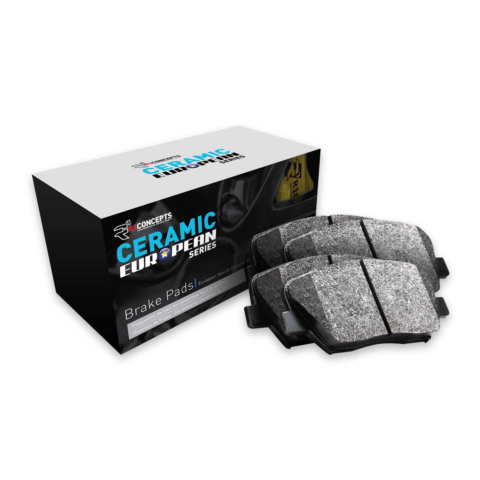 R1 Concepts CERAMIC European Series Brake Pads With Rubber Steel Rubber Shims 2600-2461-00