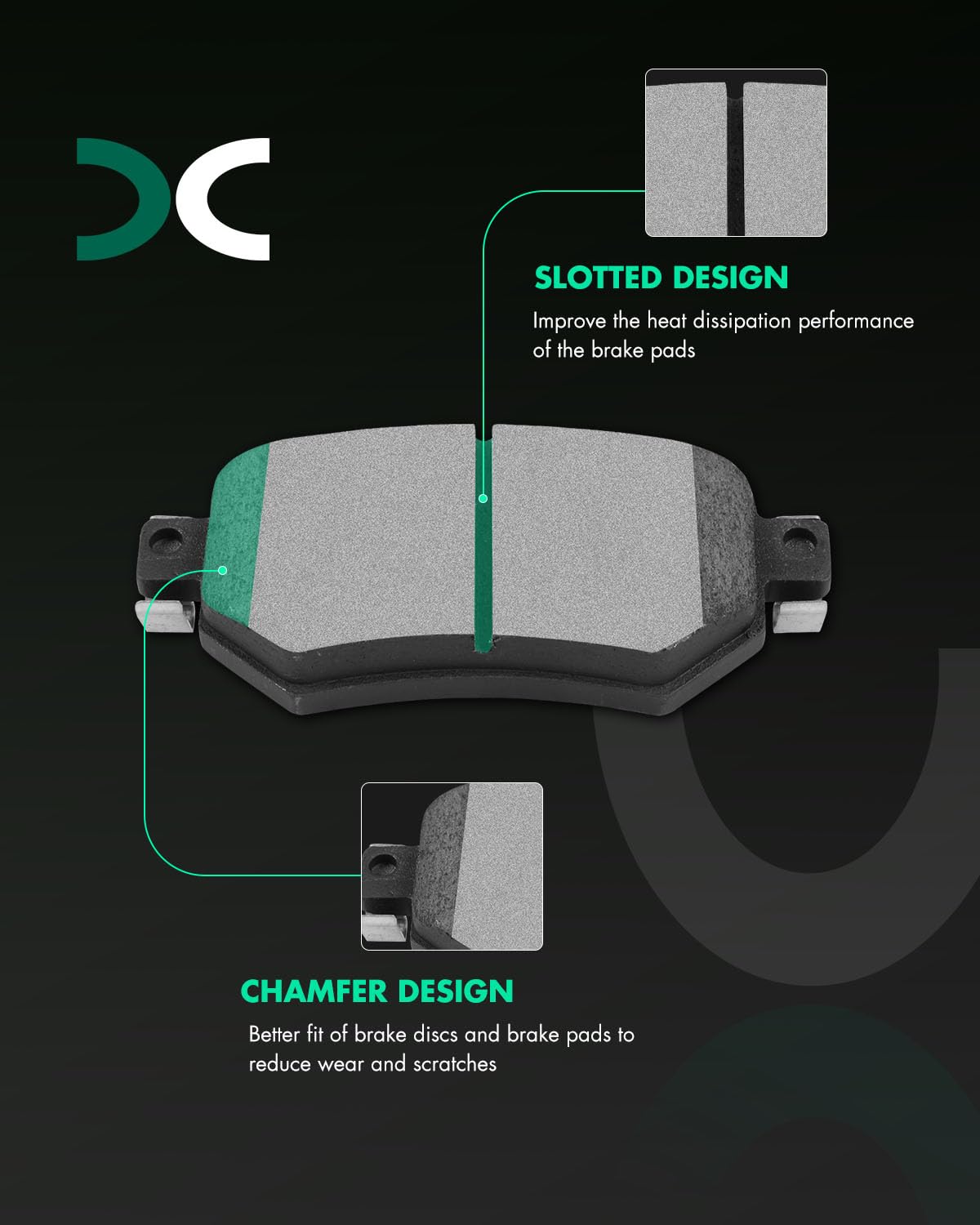 Scitoo Rear Disc Brake Pad Set 4Pcs W/Hardware Fit For Mazda For 6 2016 2017 2018 2019 2020 2021