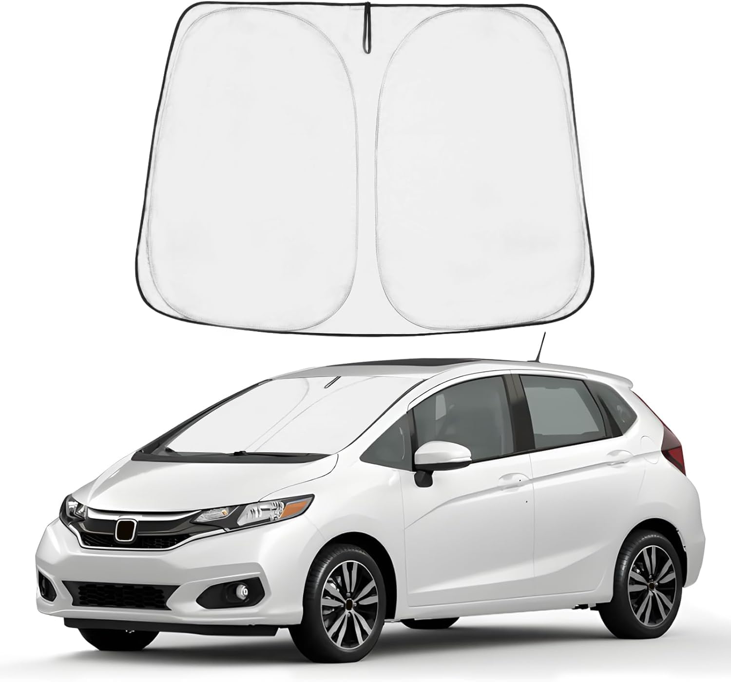 Proadsy 2025 Upgrade Windshield Sun Shade Custom Fit Honda Fit 2015-2020 4-Layer Foldable Front Sunshade Protector Sun Visor Blo