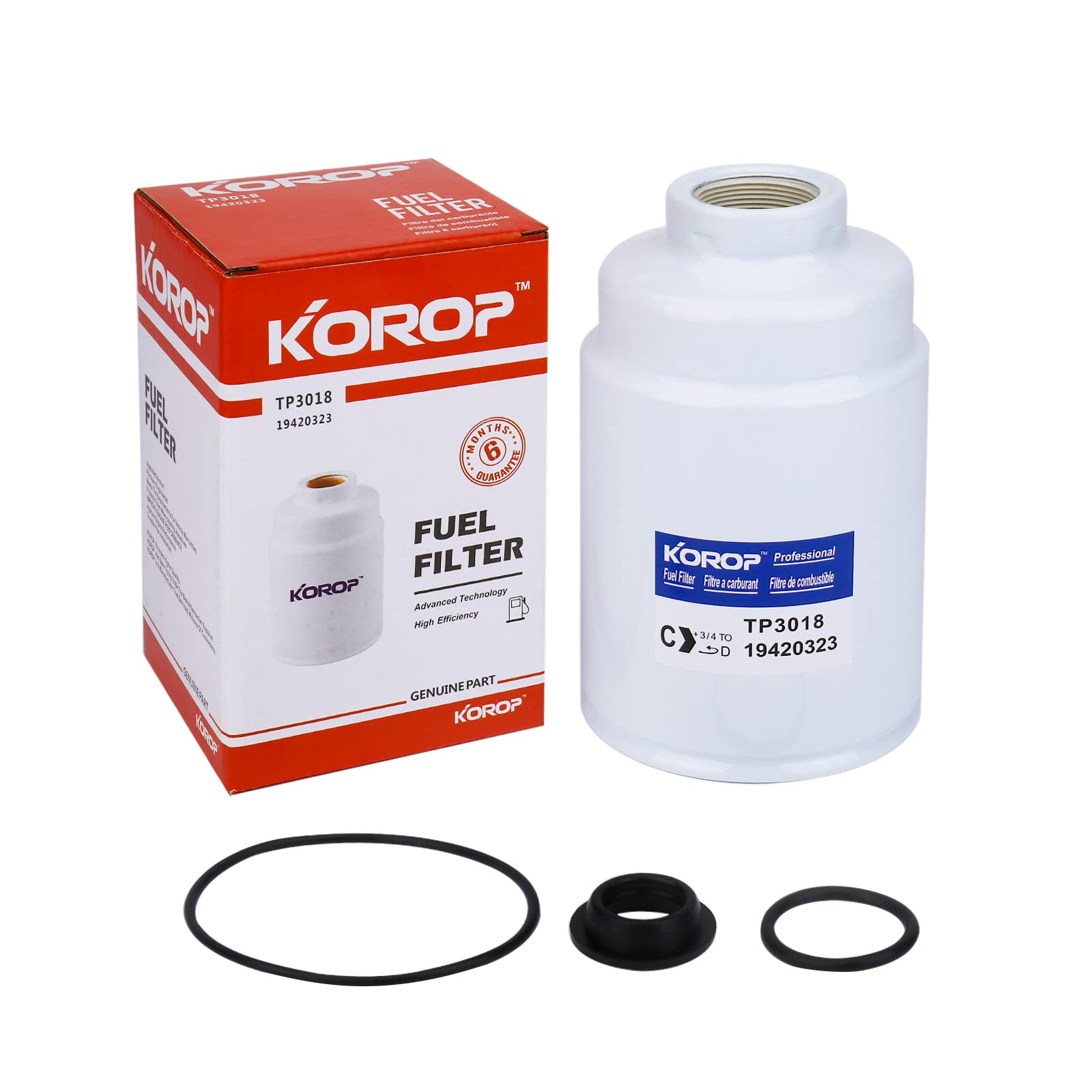 KOROP 6.6 Duramax Fuel Filter Replaces# TP3018 Fits for 2001-2016 Chevy Silverado & GMC Sierra ,for 2012-2016 Express & Savana, 