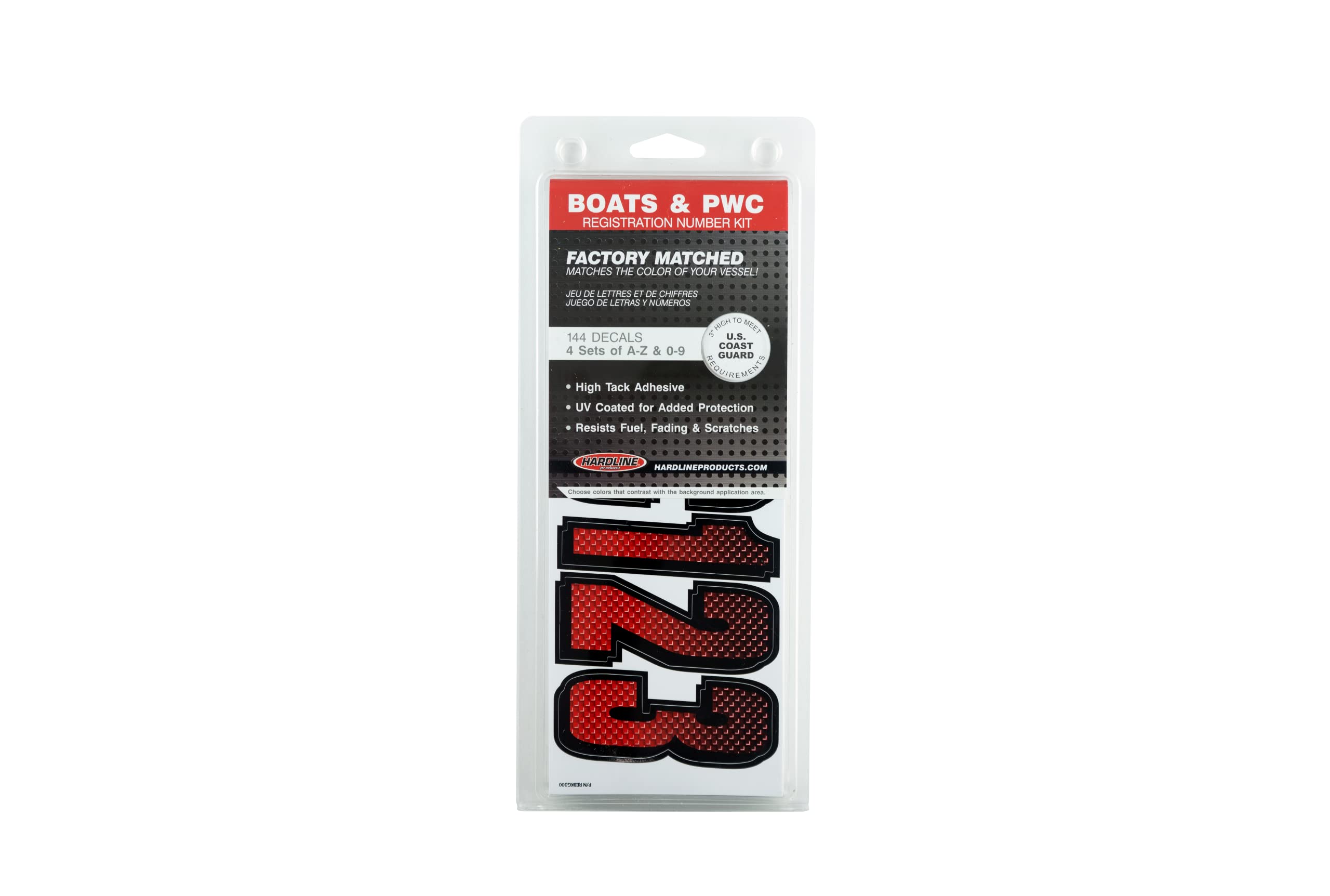 Hardline Products REBKG300 Series 300 Factory Matched 3-Inch Boat & PWC Registration Number Kit, Red/Black