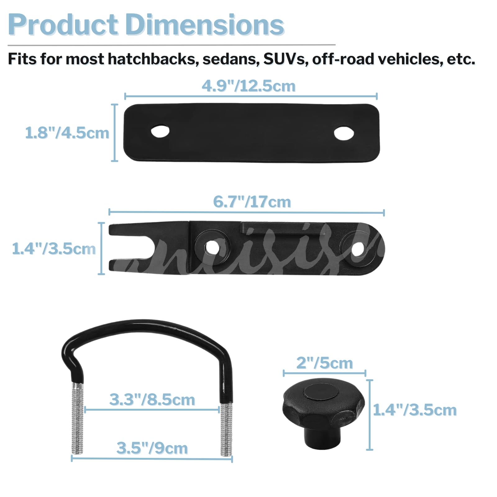 4 Pcs Universal Roof Box U-Bolt Clamps, Upgraded Rooftop Cargo Carrier Rack Bolts, Car Van Mounting Fitting Kit 85Mm Inner Width Metal U-Bracket Clips W/ 8 Lock Nuts 2 Straps