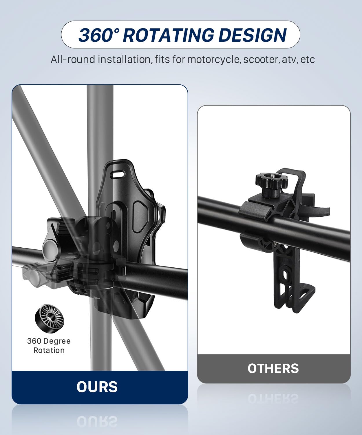 Fodsports Motorcycle Atv Cup Holder, Upgraded Motorcycle Drink Holder With 0.5-1.57'' Metal Clamp, Universal Water Bottle Holder