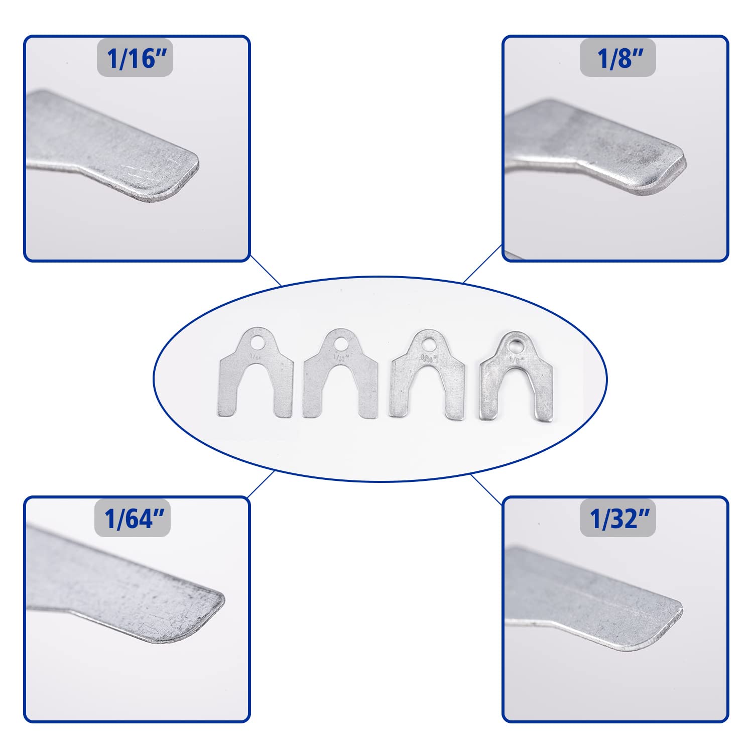 Auto Alignment Body Shims Assortment Kit 1/16'' 1/64'' 1/32'' 1/8'' (144 Pieces) Busy-Corner