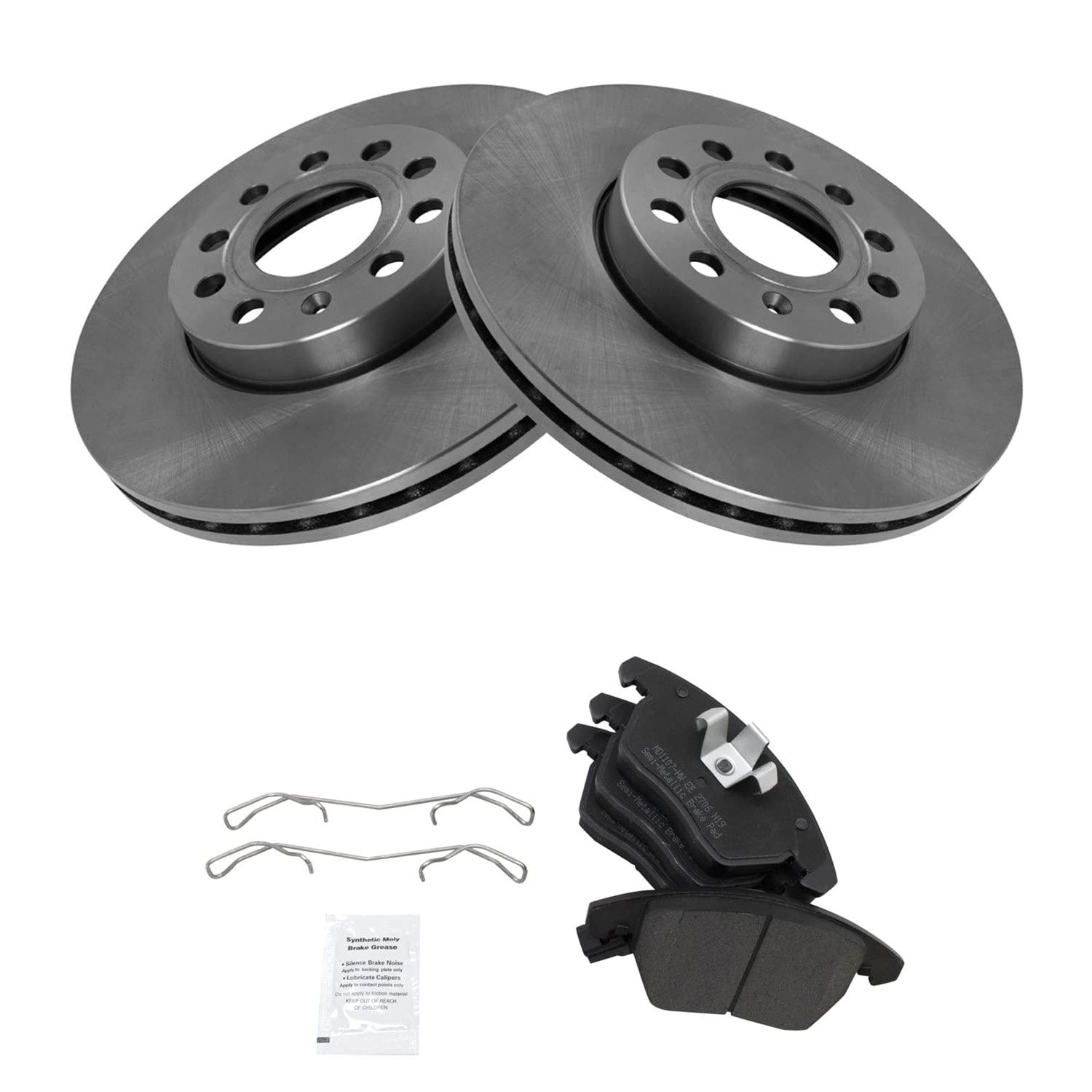 Trq Front Metallic Brake Pad & 2 Rotors Set Kit For A3 Vw Rabbit Jetta Golf