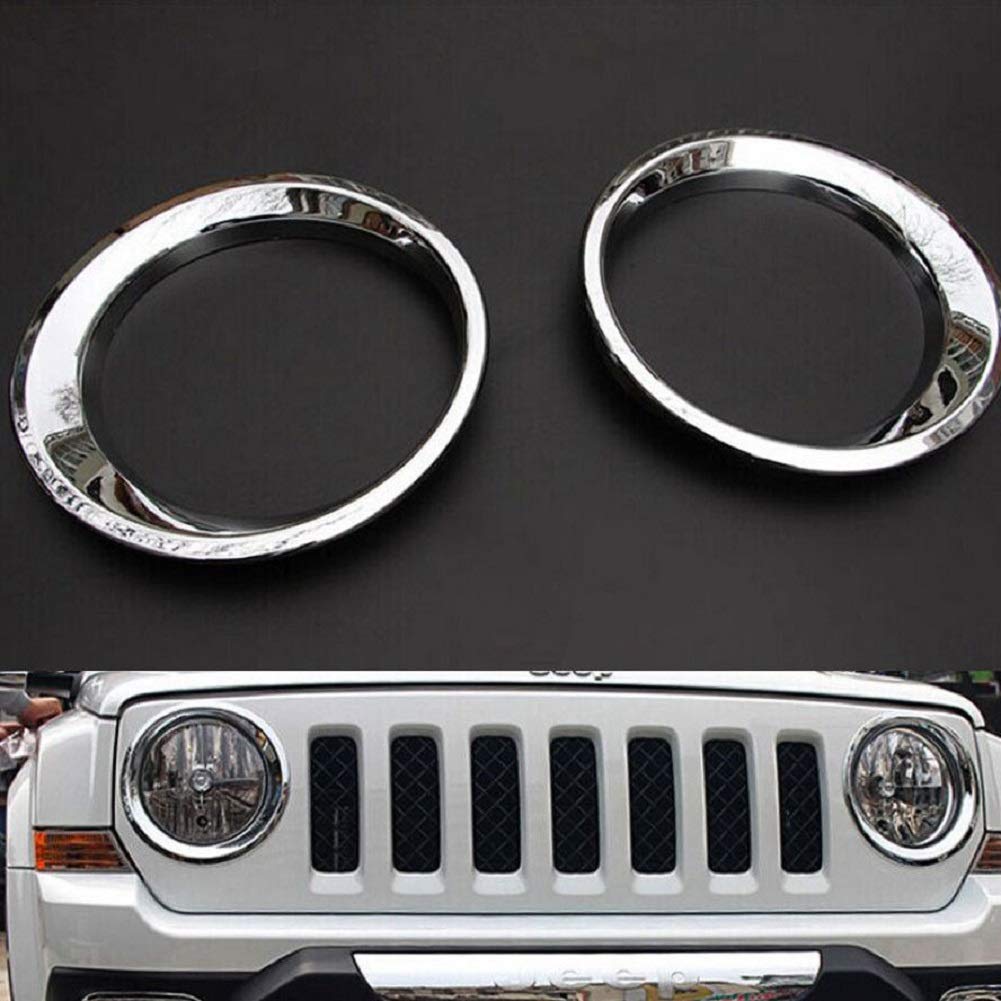 Pakceeinc Chrome Styling Abs Car Exterior Head Light Lamp Decoration Cover Trim For 2011-2016 Jeep Patriot