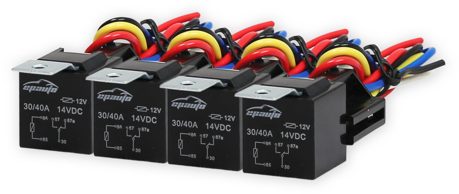 Epauto 30/40 Amp Relay Harness Spdt 12V Bosch Style - 4 Pack