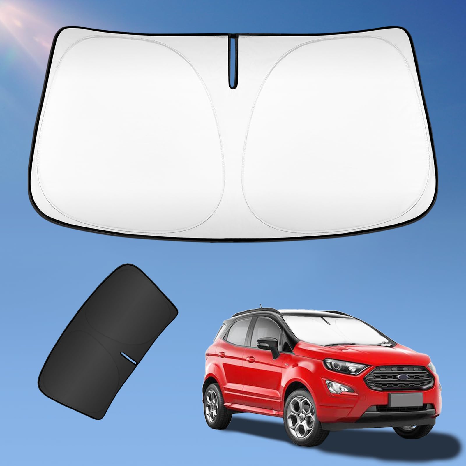 Sun Shade Sunshade For Ford Ecosport 2020-2025 Windshield Cover, 2-Layers Sun Shield 240T Silver Coating Sun Visor Foldable Fron