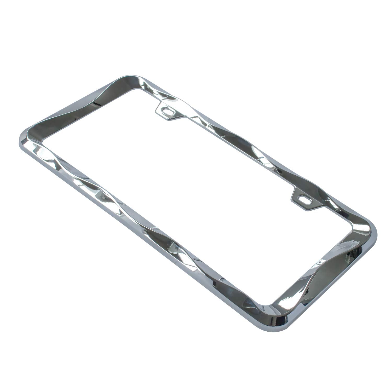 Creathome 3D Curly Wave Pattern Chrome License Plate Frame From Pure Zinc Alloy Metal