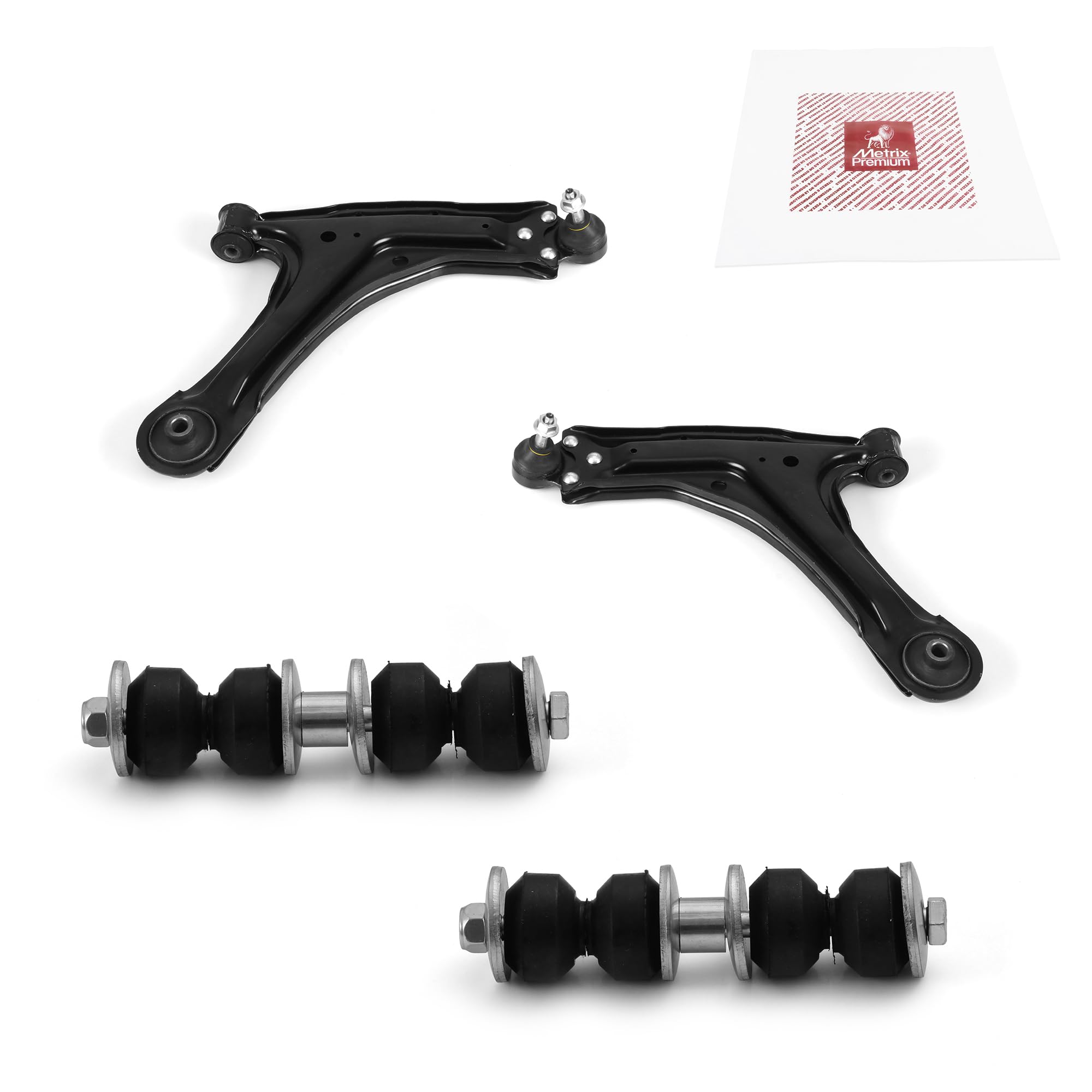 Metrix Premium Chassis Parts - 4 Pc Front Lower Control Arm & Front Sway Bar Stabilizer End Link Kit Fits 04-05 Chevrolet Classi