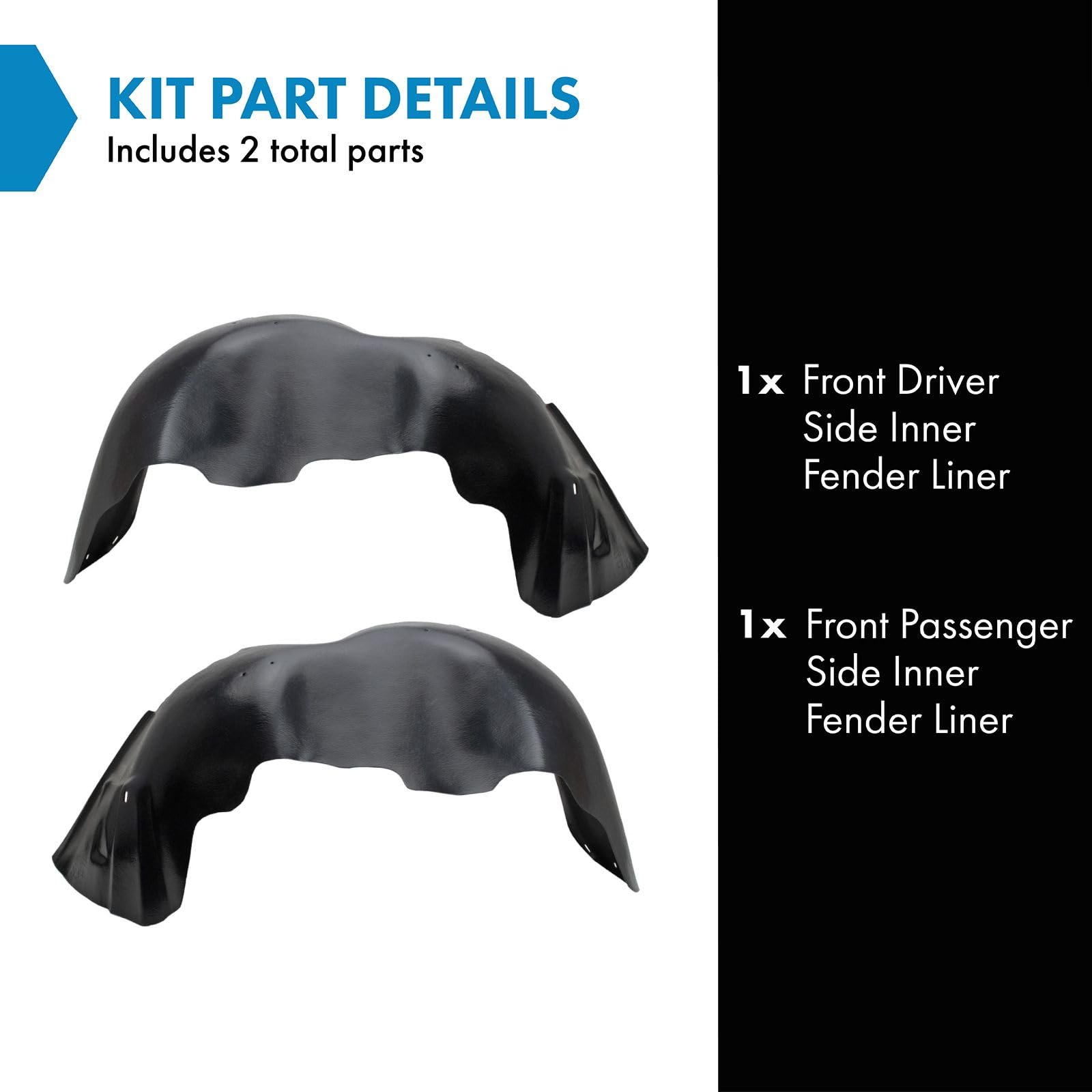 Trq Front Inner Fender Liner Set Compatible With 2007-2010 Chevrolet Silverado 2500 Hd Silverado 3500 Hd Gm1248188 Gm1249188