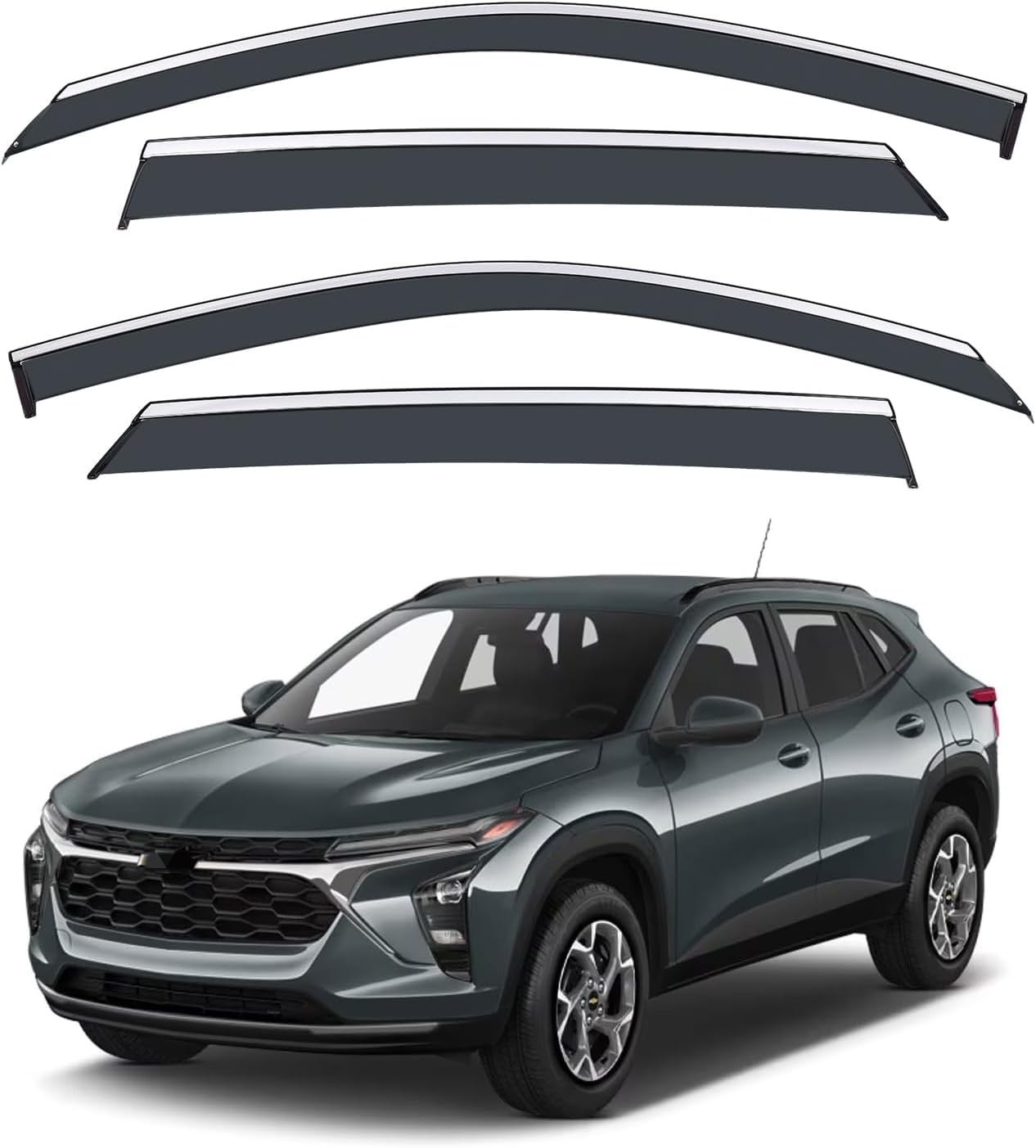 Vesul Compatible With 2024 2025 Chevrolet Trax Window Deflectors | Outside Channel Rain Guards Tape On | No-Drill Installation |
