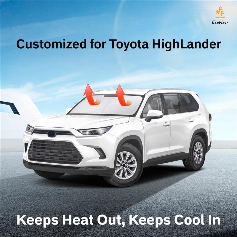 For Toyota Highlander 2020-2024 2025 Econour Sunshade Windshield Cover - 240T Polyester Material Car Sun Visor - Custom Fit High