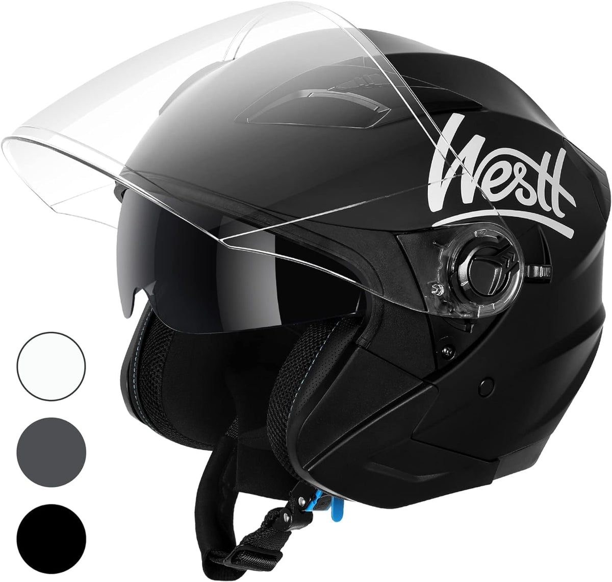 Westt Open Face Helmets With Dual Sun Visor– Motorcycle Helmet For Men And Women 3/4 Helmets Vespa Helmet Dot Approved For Scooter Motorbike Street Jet Series