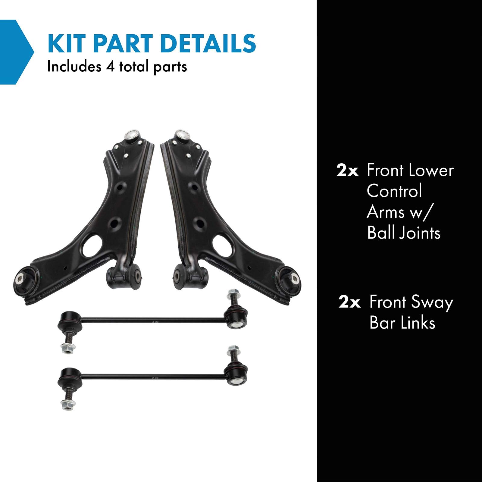 Trq Front Suspension Kit Control Arm With Ball Joint Sway Bar Stabilizer Link Compatible With 2015-2022 Ram Promaster City