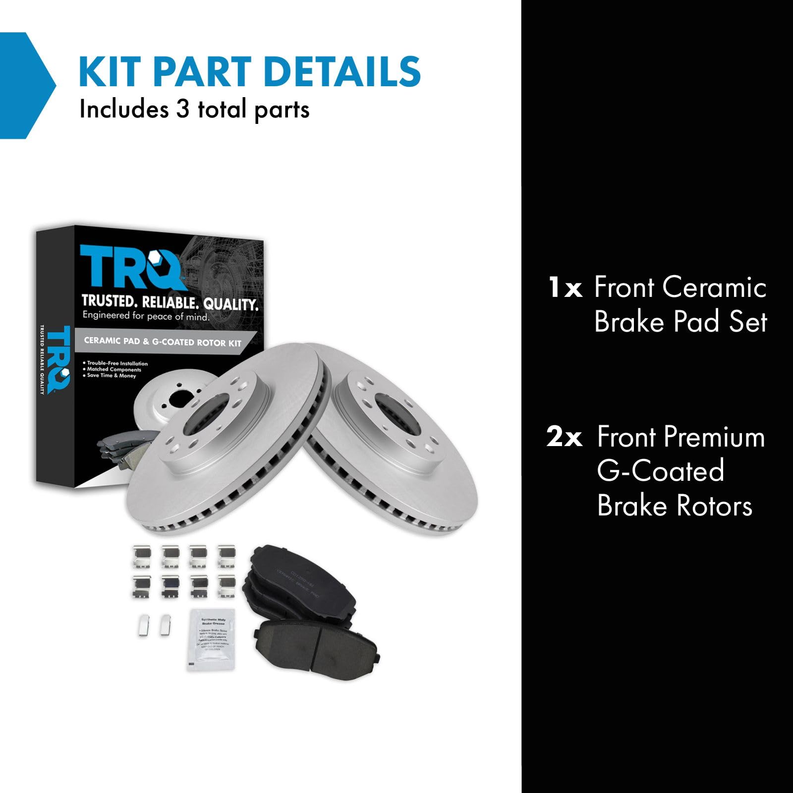 Trq Front Brake Pad & Rotor Kit Brake Pads Brake Rotor Ceramic Premium G-Coated Compatible With 2007-2012 Mazda Cx-7