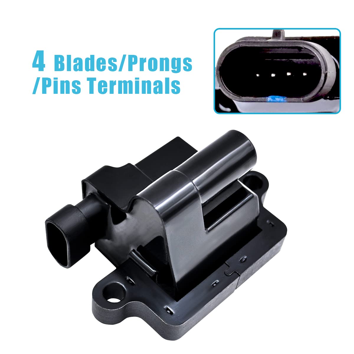 MAS Set of 8 Square Ignition Coil Pack UF271 &OEM ACDelco 6 Platinum Spark Plugs& 8.5mm Wires Compatible with Chevy Silverado Su