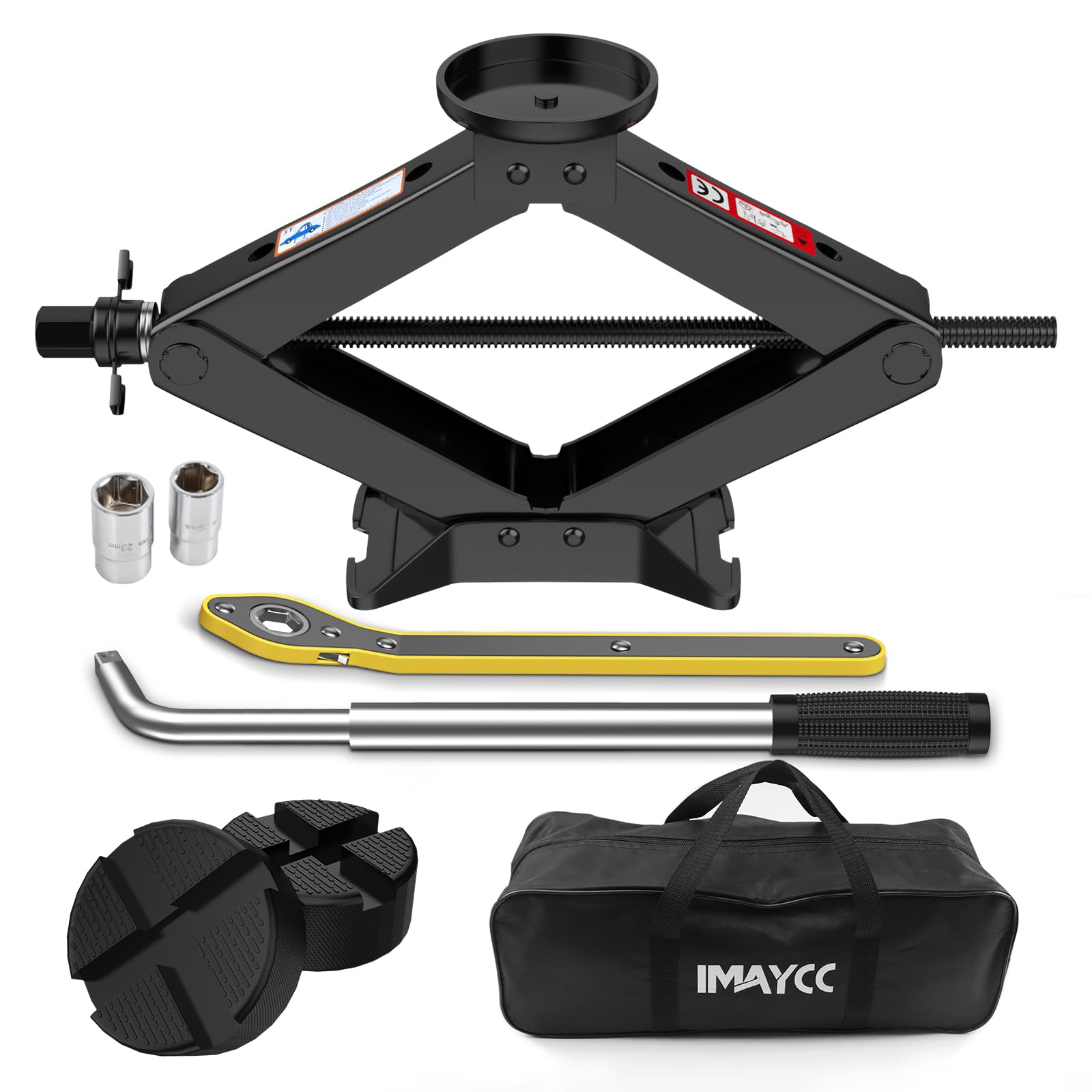 Scissor Jack 3 Ton, 4.1-18.3 Lifting Car Jack, Heavy Duty Car Jack Kit, Portable Tire Changing kit with Lug Wrench, Tire Jack To