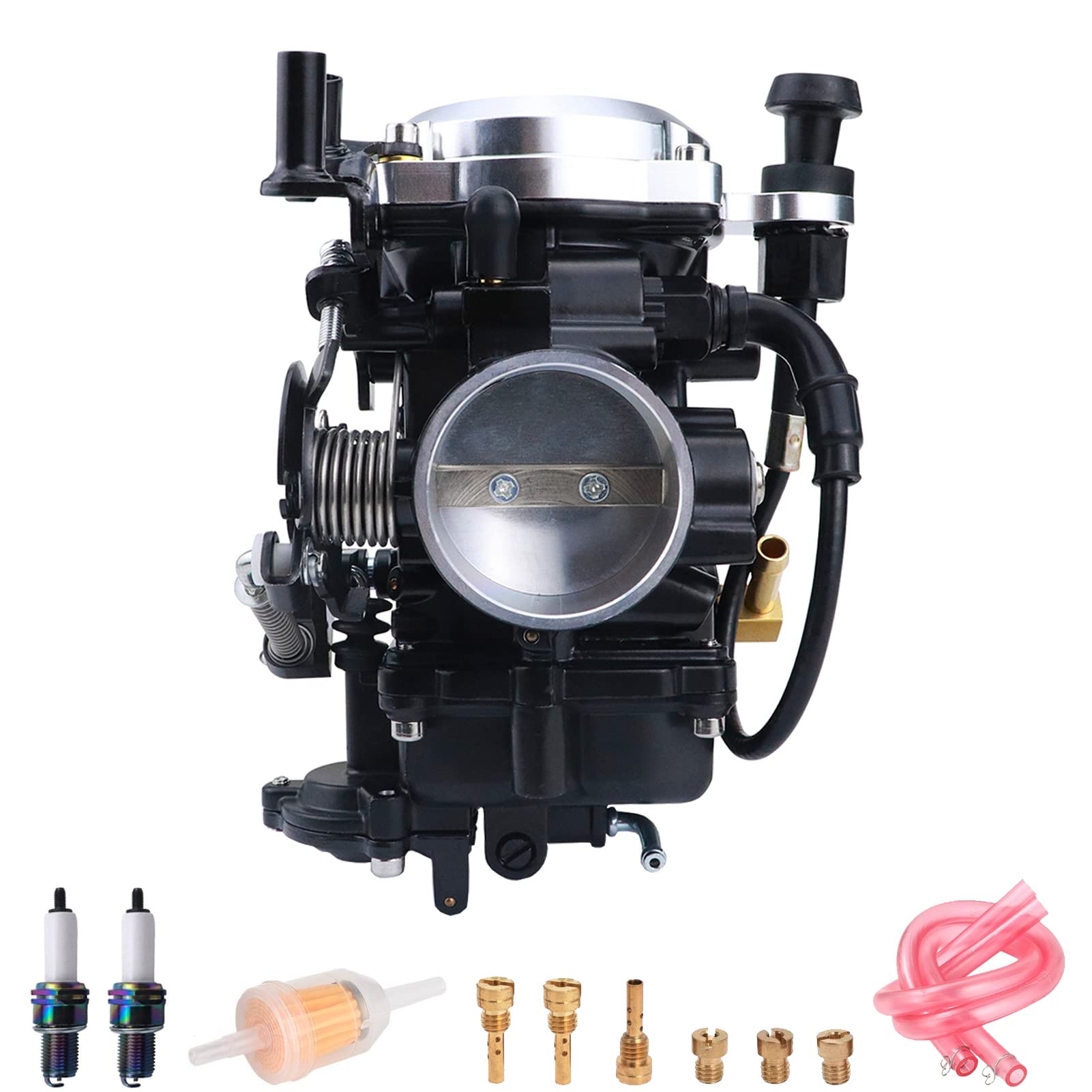 CV40 Carburetor with Choke Cable, for Harley Davidson Sportster XL XLH 883 1200 Softail Touring Dyna Road King Carb 27421-99 (Si