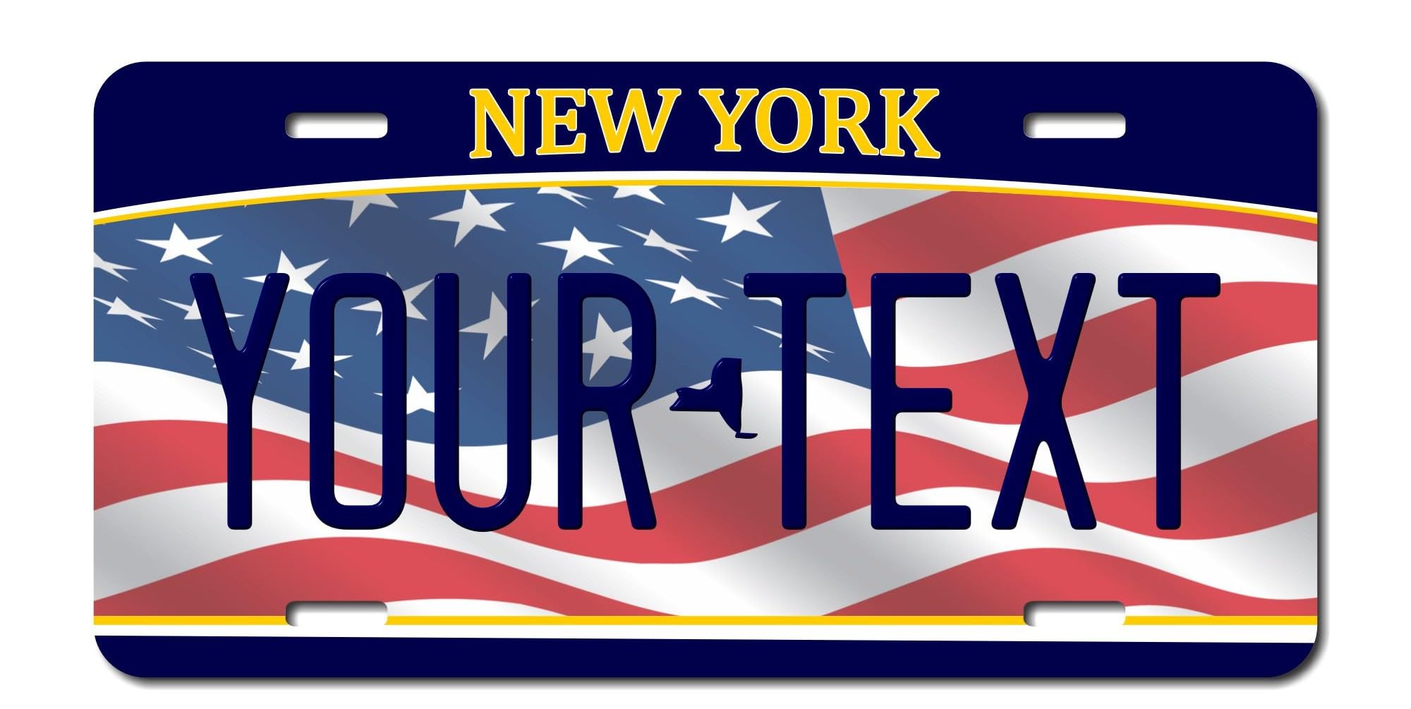 Personalized New York License Plate 6 '' X 12 '' (Inches) Aluminum. Add Your Name, Text Or Numbers.Full Size Novelty Plate - Fit