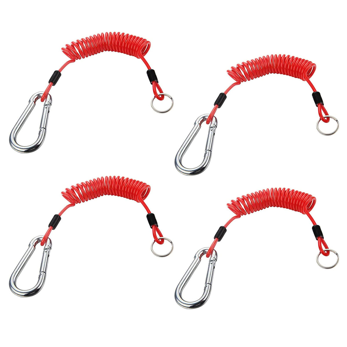 Fizlig 6 Foot Breakaway Trailer Cable - Trailer Brake Safety Cable Spring Towing Coiled Wire For Rv Trailer Emergency Camper (4 