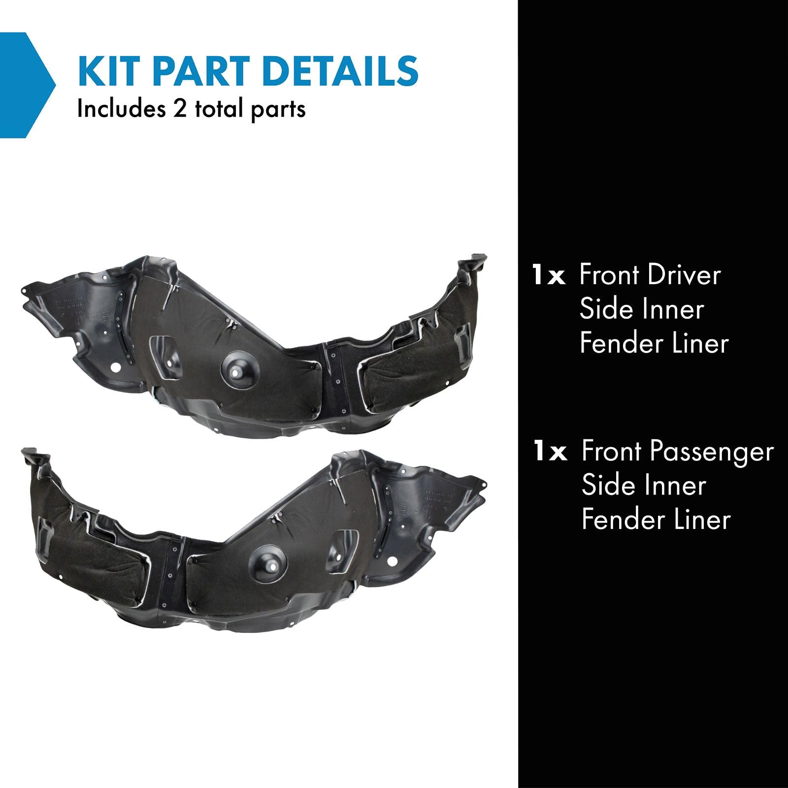 Trq Front Inner Fender Liner Set Compatible With 2011-2013 Lexus Is250 Is350 Lx1248116 Lx1249116