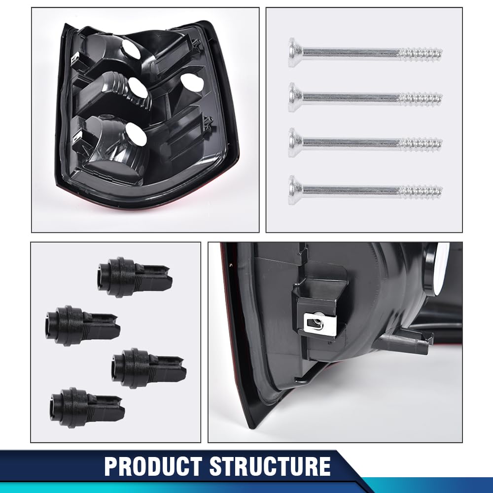 Pit66 Tail Lights,Fit Gmc Sierra 1500 2014-2018/Fit Gmc Sierra 2500 Hd 3500 Hd 2015-2019 Taillights Rear Lamp Red Lens Pair