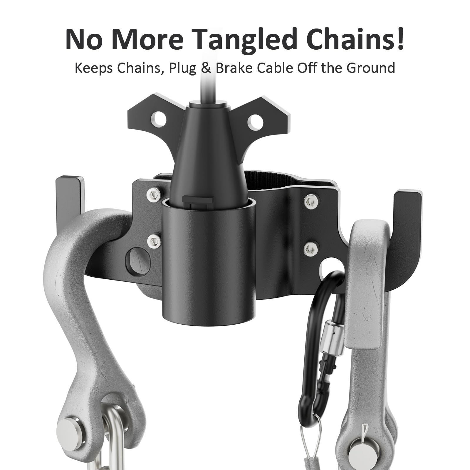Golysoa Aluminum Trailer Chain Holder and 7-Way Plug Organizer- Heavy Duty RV Accessories Must Have for Outside- Fit for 2    an