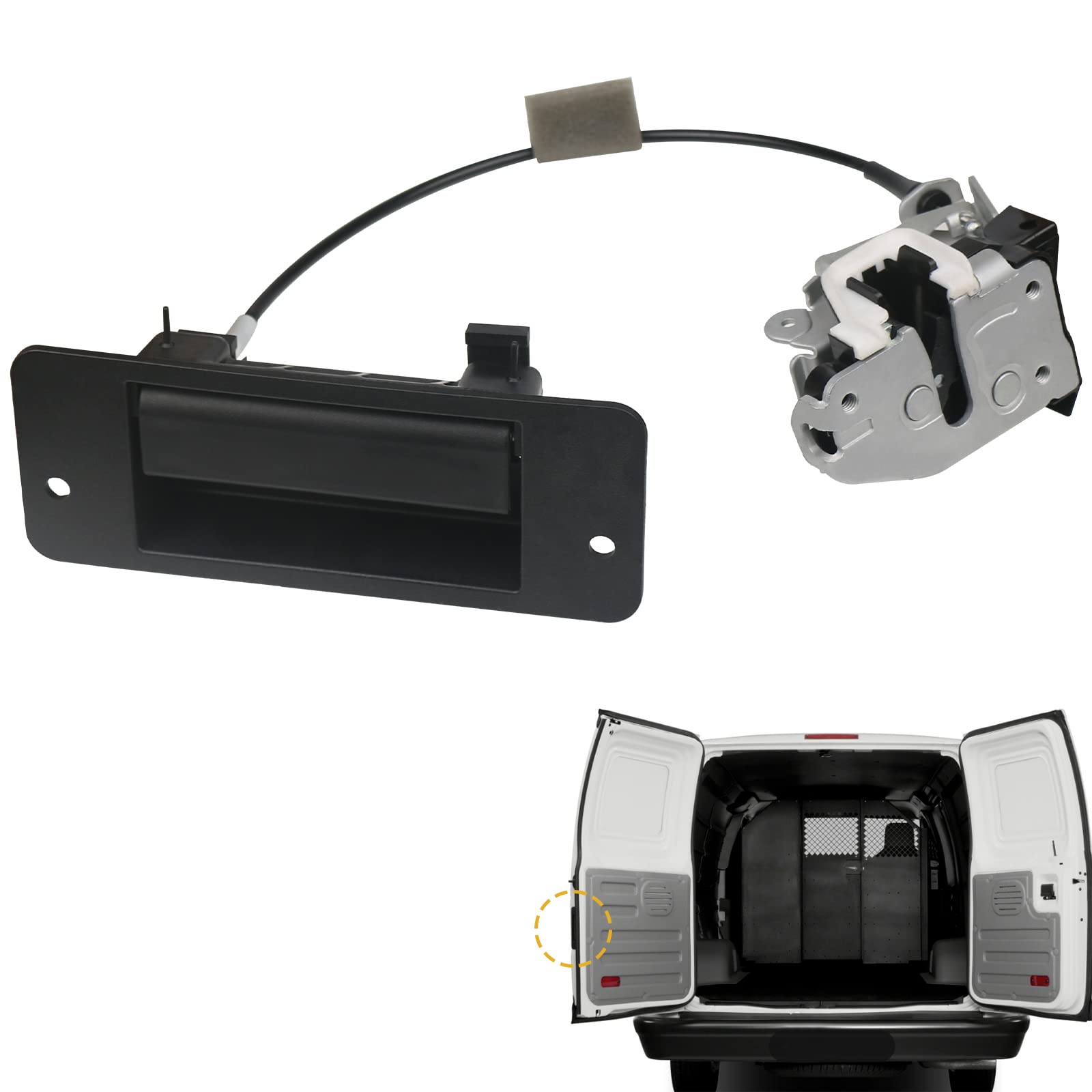 TQPONLY Rear Cargo Door Latch W/Handle,Compatible with 1992-2019 Ford E150 E250 E350 E450 Econoline Club Wagon Super Duty Left D