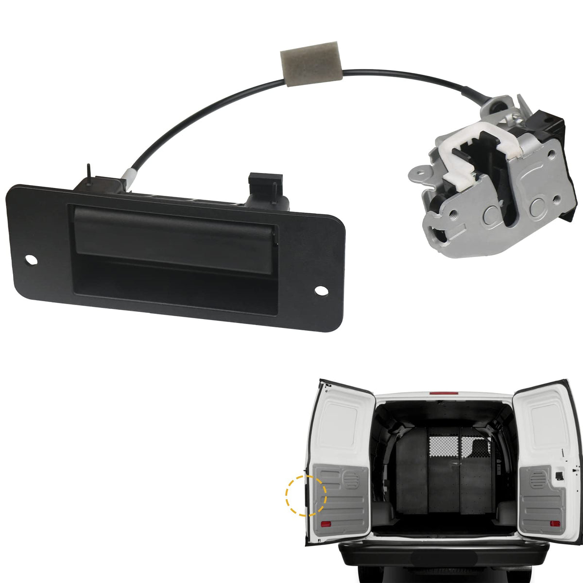 TQPONLY Rear Cargo Door Latch W/Handle,Compatible with 1992-2019 Ford E150 E250 E350 E450 Econoline Club Wagon Super Duty Left D