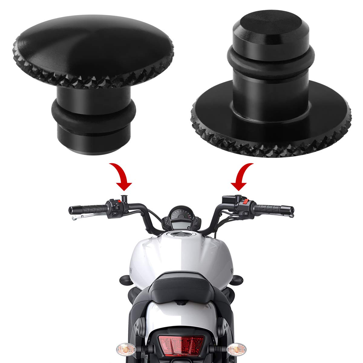 Evermotor M10 Motorcycle Mirror Hole Plugs Universal 2Pcs 6065-T6 Cnc Aluminum Anodic Oxidation Motorcycle Blind Plug Covering S