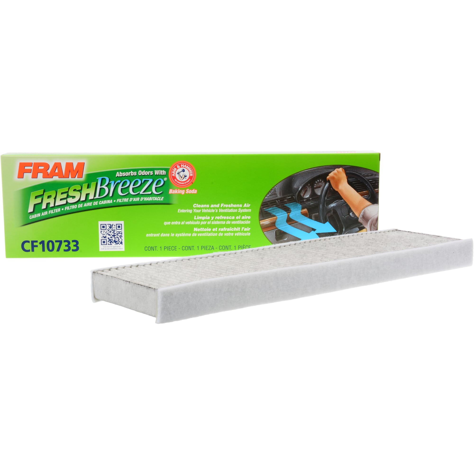 Fram Fresh Breeze Cabin Air Filter With Arm & Hammer Baking Soda, Cf10733 For Select Mini Vehicles , White