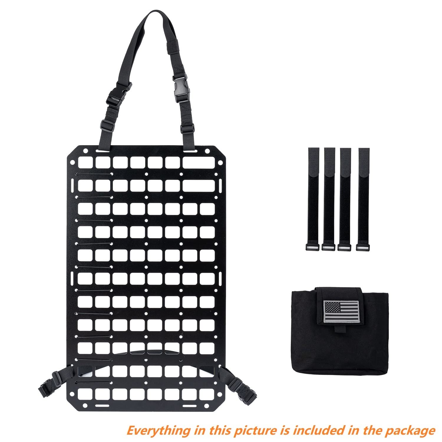 Tacnex Rigid Molle Panel For Vehicle Seat Back Organizer Aluminum Alloy Plate For Auto Modular Storage Patrol Car Tactical Gear