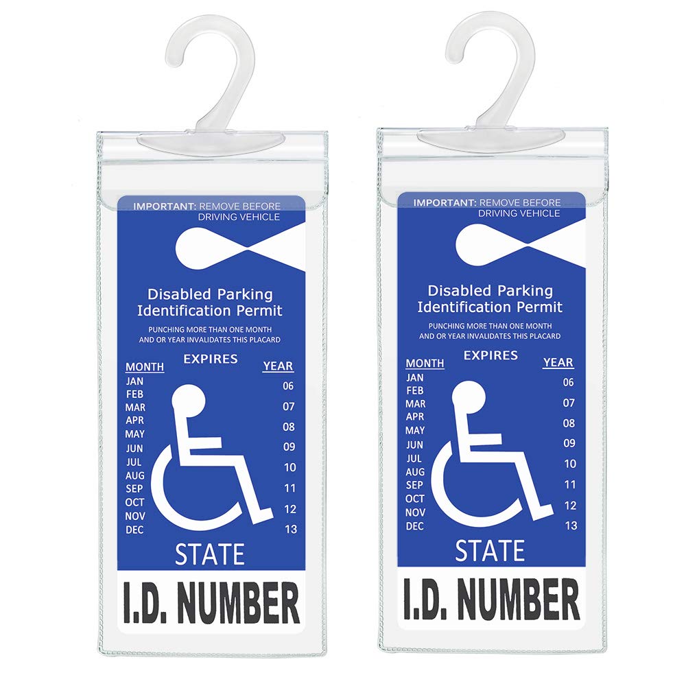 Handicap Parking Placard Holder, Ultra Transparent Disabled Parking Permit Placard Protective Holder Cover With Large Hanger By