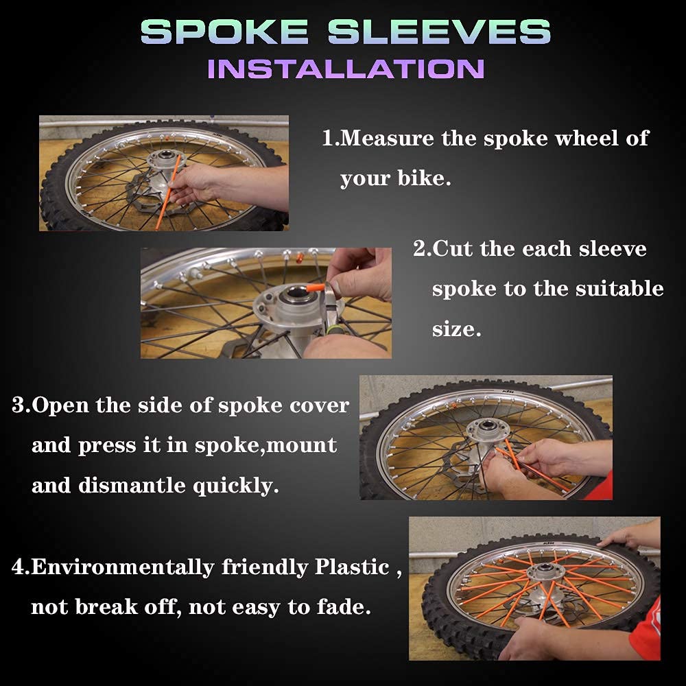 Worldmotop Mixed 72Pcs Dirt Bike Spoke Covers Wheel Spoke Wraps Wheel Rim Spoke Skins Universal Replacement For Yamaha Honda Bmw