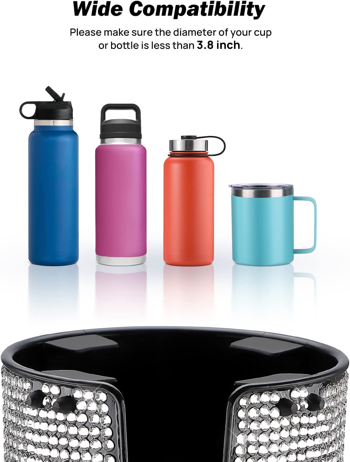 Joytutus Bling Cup Holder Exp&Er For Car Like Yeti, Hydro Flask, Nalgene, Large Stable Car Cup Holders, Holds 18 40 Oz Bottles &