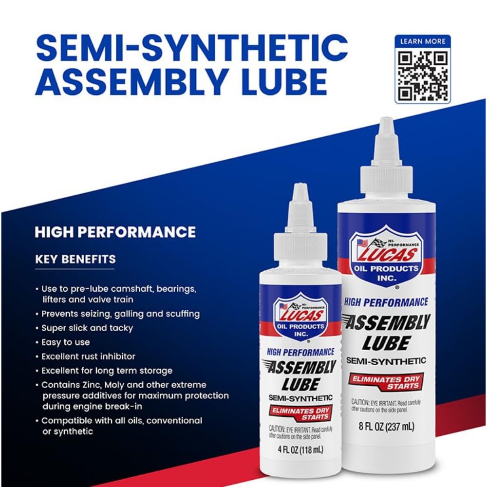 Lucas Oil 10153 High Performance Semi-Synthetic Assembly Lube - 8 Ounce (Pack Of 12)