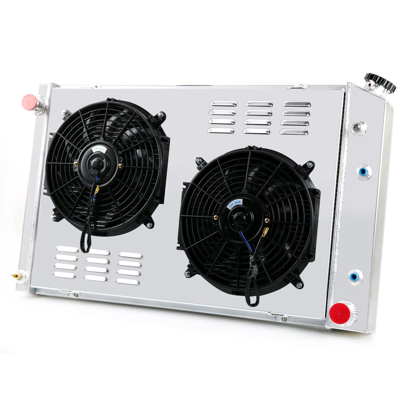 Primecooling 56Mm 3 Row Core Aluminum Radiator +2X12'' Fan +Shroud For Chevrolet Gmc C/K Series Pickup & Trucks 1973-91