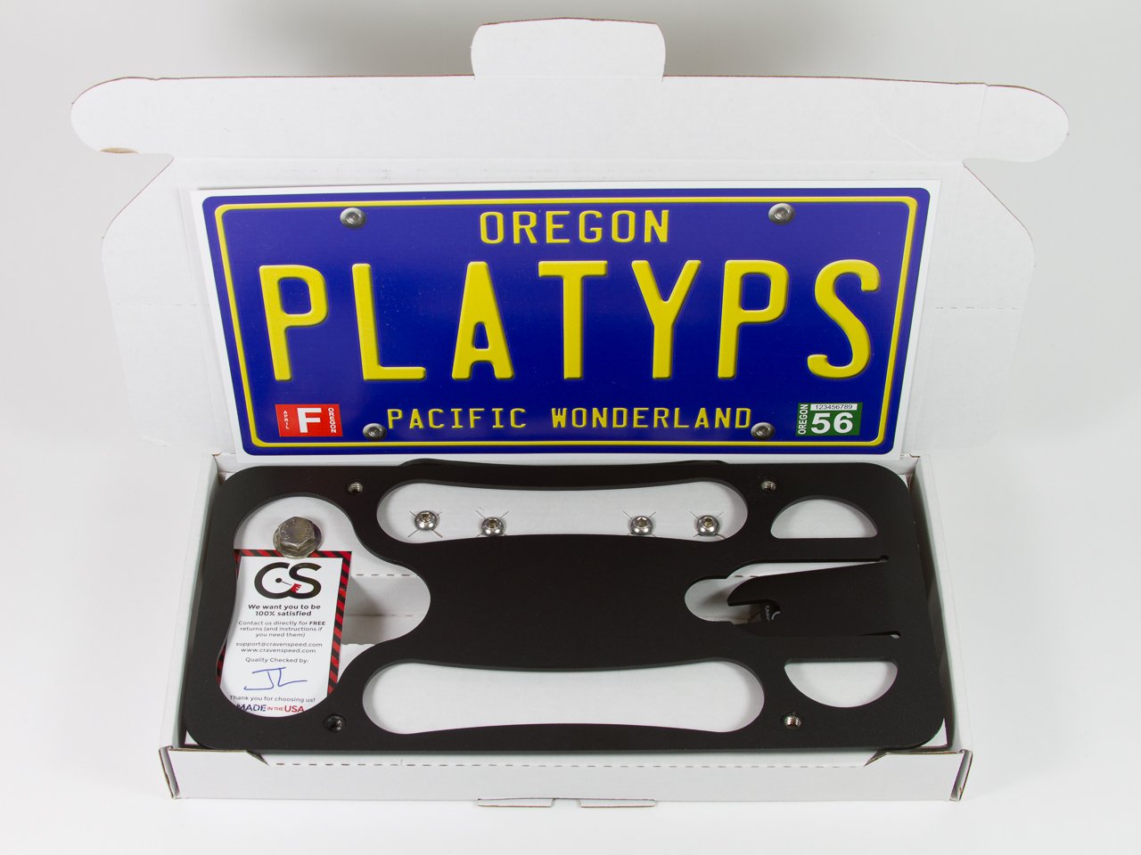 Cravenspeed Platypus License Plate Mount Compatible With Mini Cooper (F56) 2014-2021 | No Drilling | Installs In Seconds | Made Of Stainless Steel & Aluminum | Made In Usa