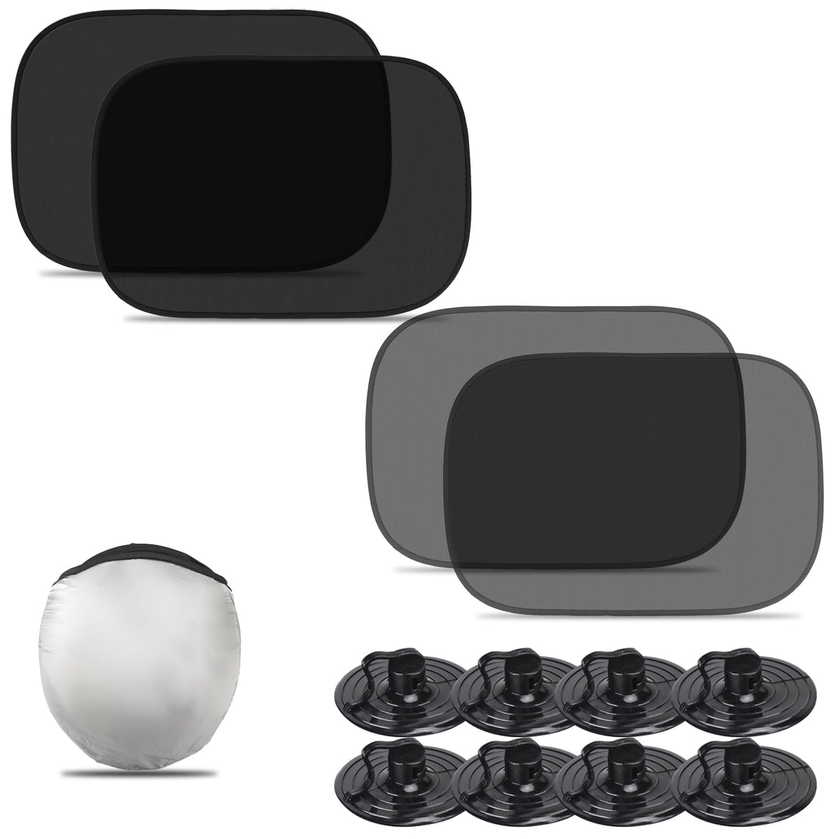 Car Window Shade for Baby (21x14), 4 Pack Car Window Shades with Suction Cups-2 Semi-Transparent and 2 See-Through, Car Sun 