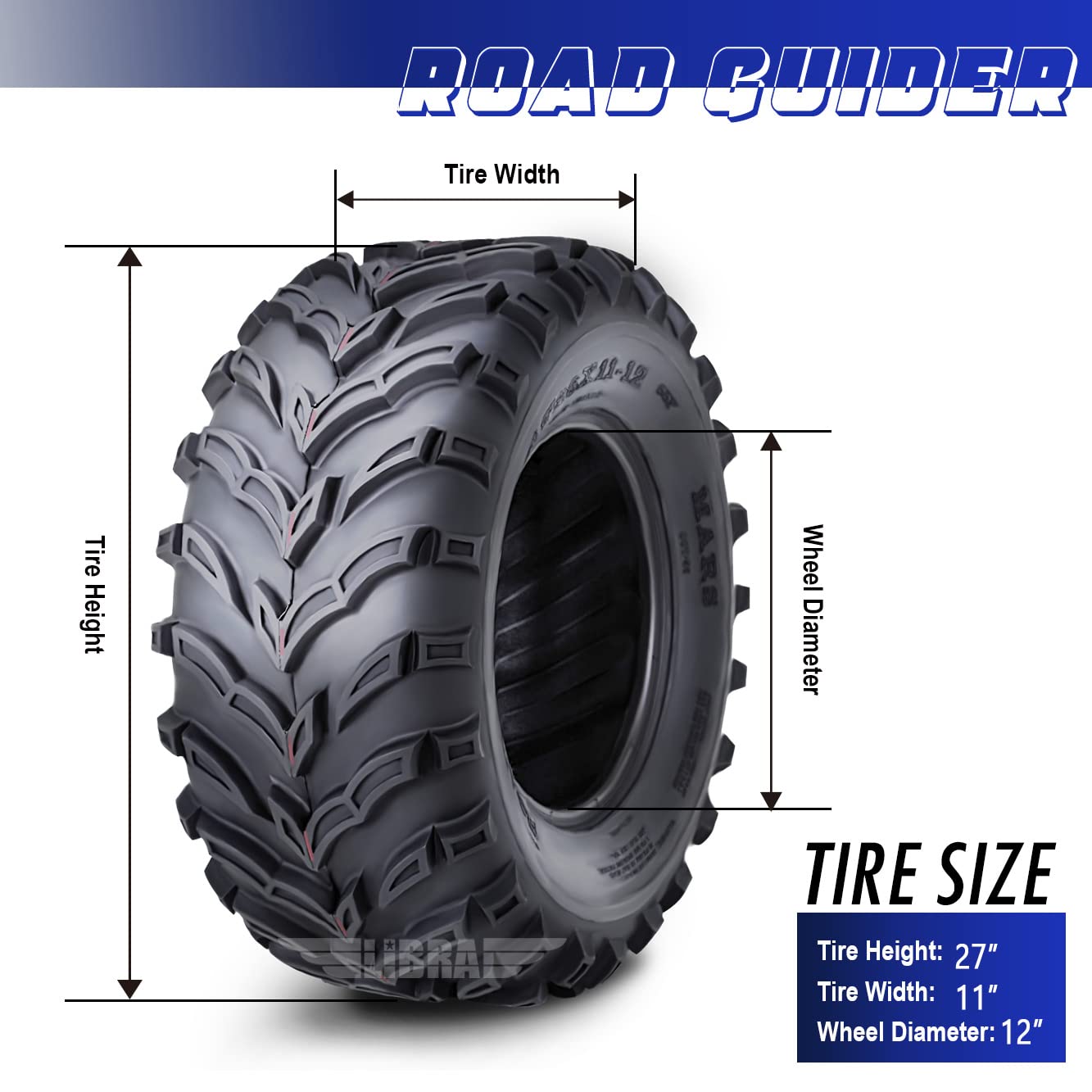 Roadguider Set Of 2 Atv Utv Tires 27X11-12 27X11X12 6Pr