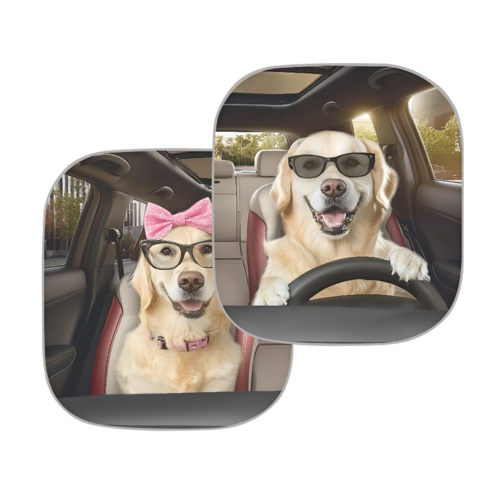 Renewold Labrador Retriever Animal Driving Automotive Windshield Sunshades 2Pcs Sun Shade For Car Front Window Car Accessories F