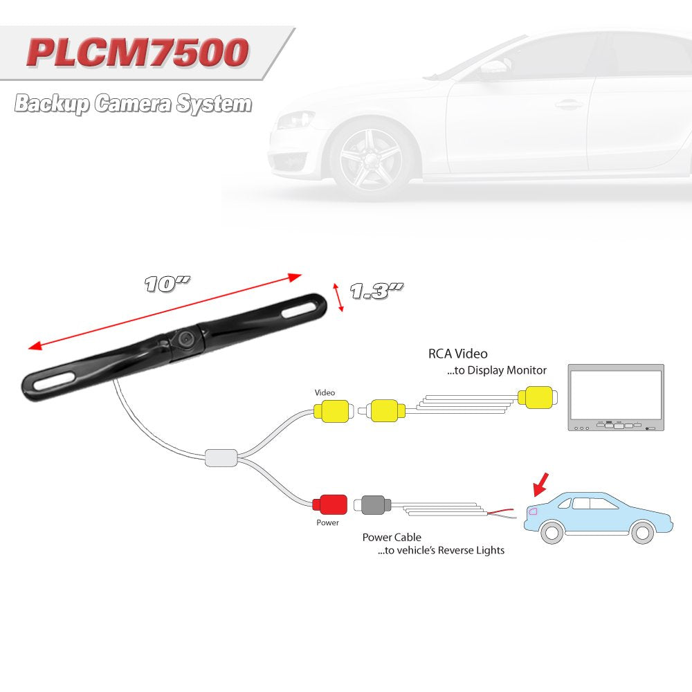 Pyle Car Backup Camera Rearview - Mirror Screen Reverse Parking Sensor Hd 7'' Lcd Screen Monitor Distance Scale Line Waterproof